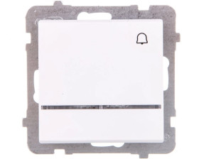 SONATA Łącznik zwierny dzwonek z podświetleniem niebieskim biały mat ŁP-6RS/m/75