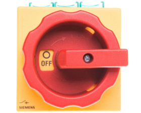 Rozłącznik główny/awaryjny 3P 100A 37kW AC23A 400V montaż tablicowy pokrętło żółto-czerwone 4 otwory 3LD2704-0TK53