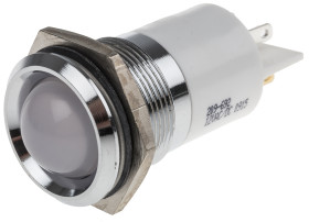 Lampka kontrolna do montażu panelowego 12V, biała 22mm LED Chrom Końcówka lutownicza RS PRO