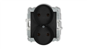 Mini Gniazdo Podwójne B/U Czarny Mat 12Mgpr-2