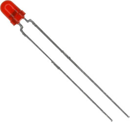 Dioda LED THT Vishay TLHR4401, czerwony, okrągły, 3 mm, 14 mcd, 60 °, 30 mA, 2 V
