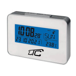 Budzik Cyfrowy LCD z termometr. LED Zegar, termometr, srebny