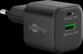 65864 USB dual fast charger, 18 W, 1x USB-A QC, black