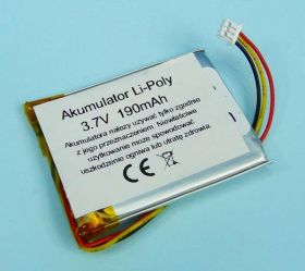 190mAh 3,7V Li-PO 3-PIN 44x34x3mm