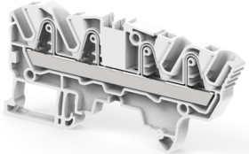 PI spring terminal block, push-in spring connection, 4.0 mm², 4 pole, 32 A, 8 kV, gray, 1SNK706012R0000
