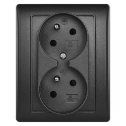 Gniazdo podwójne FRENCH IP20 antracyt EMOS A6001.3