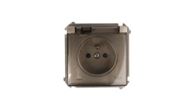 Simon Basic Gniazdo Bryzgoszczelne Z/U Ip44 Z Klapka Dymną Satynowe...