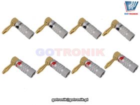 Wtyki bananowe głośnikowe Nakamichi kątowe 8 sztuk