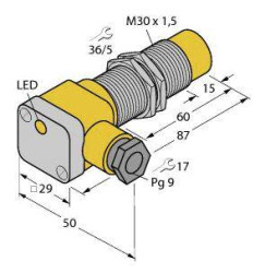 Turck Czujnik indukcyjny nie podtynkowy PNP, Zamykający NI15-G30SK-AP6X