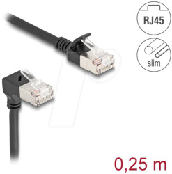80303 Cat.6a patch cable, S/FTP, bottom angled / straight, 0.25 m