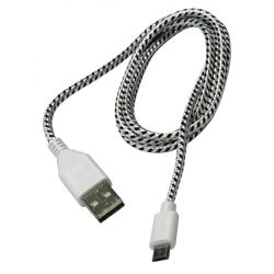 Kabel USB A - micro-USB B, 1m, biały oplot, tylko do ładowania