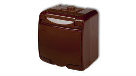 Junior Gniazdo Pojedyncze Z/U (Klapka Brązowa) Brązowy 4Ghe-1P