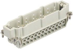 Pin contact insert, 24B, 12 pole, equipped, screw connection, with PE contact, 09340102601