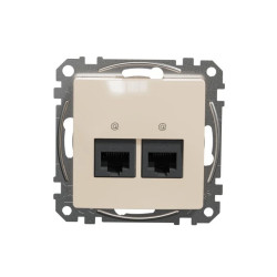 Gniazdo komputerowe podwójne RJ45 kat. 6 UTP, beżowy, Sedna Design i Elements SDD112462
