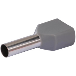 Insulated twin wire end ferrule, 4.0 mm², 12 mm long, gray, 22C438, package with 100 pieces