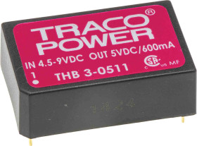 Przetwornica DC-DC, 3W, Uwe 4,5 → 9 V DC, Uwy 5V dc, Iwy 600mA, TRACOPOWER