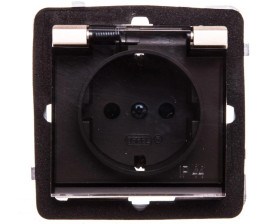 SONATA Gniazdo bryzgoszczelne z/u Schuko IP44 z przesłonami klapka przezroczysta szampański złoty GPH-1RSP/m/39/d