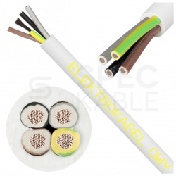 Kabel warsztatowy OWY / H05VV-F 4x0,5mm2 biały 300/500V giętki linka Elektrokabel