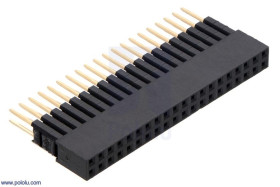 Pololu Stackable 0.100″ Female Header with Extra 0.3″ Spacer: 2x20-Pin, Straight