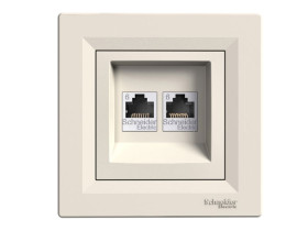 ASFORA Gniazdo komputerowe podwójne 2xRJ45 kat.6 krem z ramką EPH4800123 SCHNEIDER ELECTRIC