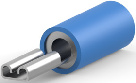Insulated flat plug sleeve, 2.79 x 0.51 mm, 1.5 to 2.5 mm², AWG 15.5 to 13.5, brass, tin-plated, blue, 165616-2