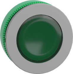 Signal light, for universal LED, illuminable, waistband round, green, front ring light gray, mounting Ø 30.5 mm, ZB5FV033C0