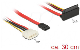 85514 SATA 7 pin receptacle + Molex 4 pin plug &gt; SATA 22 pin 30 cm