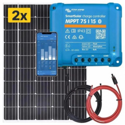 Zestaw do kampera - panel sztywny 2x 115W, regulator ładowania 15A SmartSolar