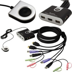 Przełącznik KVM 2-portowy Switch 2x (wtyki 2xUSB + HDMI + 2xAudio mini Jack 3,5mm) / gniazda 2xUSB + HDMI + 2xAudio mini Jack 3,