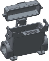 Housing, size HA16, die-cast aluminum, M20, angled, clip locking, IP65, T1629163120-000