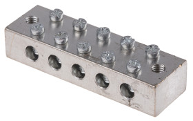 Blok uziemiający 0 → 16 AWG żyły: 5 Wkręcane RS PRO