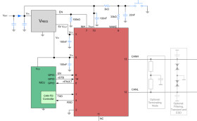 Automotive CAN transceiver with wake, inhibit and sleep mode