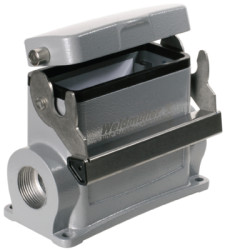 Surface mount housing, size D40, die-cast aluminum, 2 x M25, angled, longitudinal bow locking, IP65, 1787180000