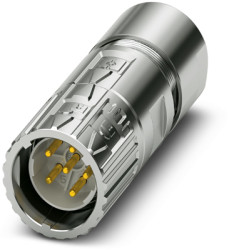 Plug, M23, 6 pole, crimp connection, ONECLICK quick locking system, straight, 1628852