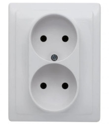 KOS66 Gniazdo podwójne b/u kompletne białe 660435