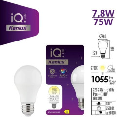Żarówka LED E27 IQ-LED A60 7,8W-WW 1055lm 2700K barwa ciepła 3 lata Gwarancji 36676