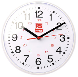 Zegar Biały Ścienny Analogowy, Plastikowe, Akumulator RS PRO
