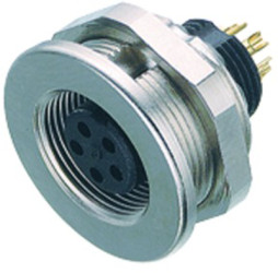 Panel socket, 5 pole, solder connection, screw locking, straight, 09 0416 00 05