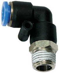 Złączka pneumatyczna wtykowa kątowa obrotowa do węża fi 10 mm, R 1/4 GZ, tworzywo sztuczne