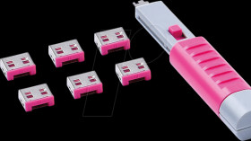 UL03PKPK Port lock, USB type A, 6 pieces, with key, pink