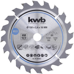 kwb 583357 Carbide Circular Saw Blade 150x16mm for versatile cutting