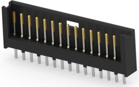 Pin header, 15 pole, pitch 2.54 mm, straight, black, 280375-2