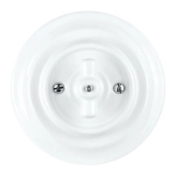 Włącznik światła schodowy obrotowy z ramką, ceramiczny, montaż podtynkowy, kolor biały Ceramic Loft