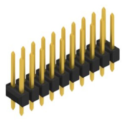 Pin header, 20 pole, pitch 2.54 mm, straight, black, 10055267