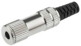 Złącze Jack 3,5 mm Żeński Stereo Montaż na kablu Czarny, srebrny 12 V DC 1A