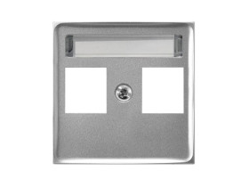 ARIA Pokrywa gniazda podwójnego prosta typu Keystone srebro PGPK-2U/18 OSPEL