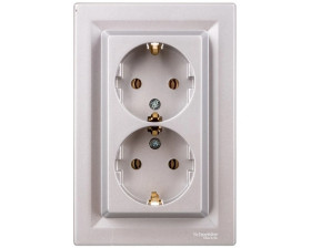 Gniazdo podwójne Asfora SCHUKO aluminium z ramką EPH9900161