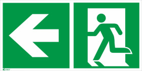 Samoprzylepna tabliczka ostrzegawcza /Kierunek do wyjścia lewo,prosto 150x300/ IE/001/1/A/FS