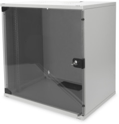 Wall enclosure, 12 U, with glass door, (H x W x D) 595 x 540 x 400 mm, IP20, sheet steel, gray, DN-19 12-U-S-1