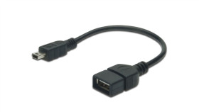 Kabel Połączeniowy Usb 2.0 Otg Typ Miniusb B(5Pinów)/Usb A, M/Ż Czarny 0,2M...